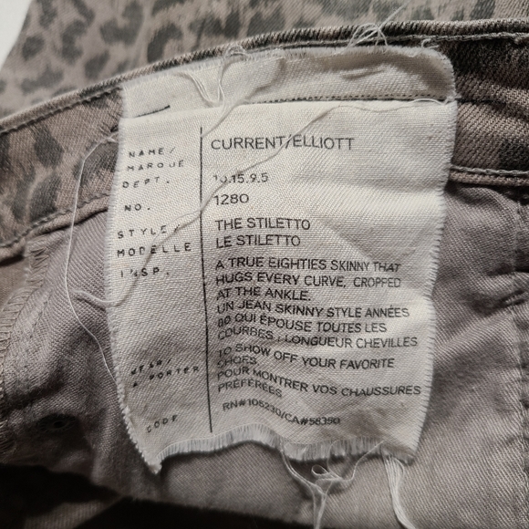Current Elliott Stiletto Womens Size 27 Leopard Pants Grey Ankle Cropped - Picture 3 of 9